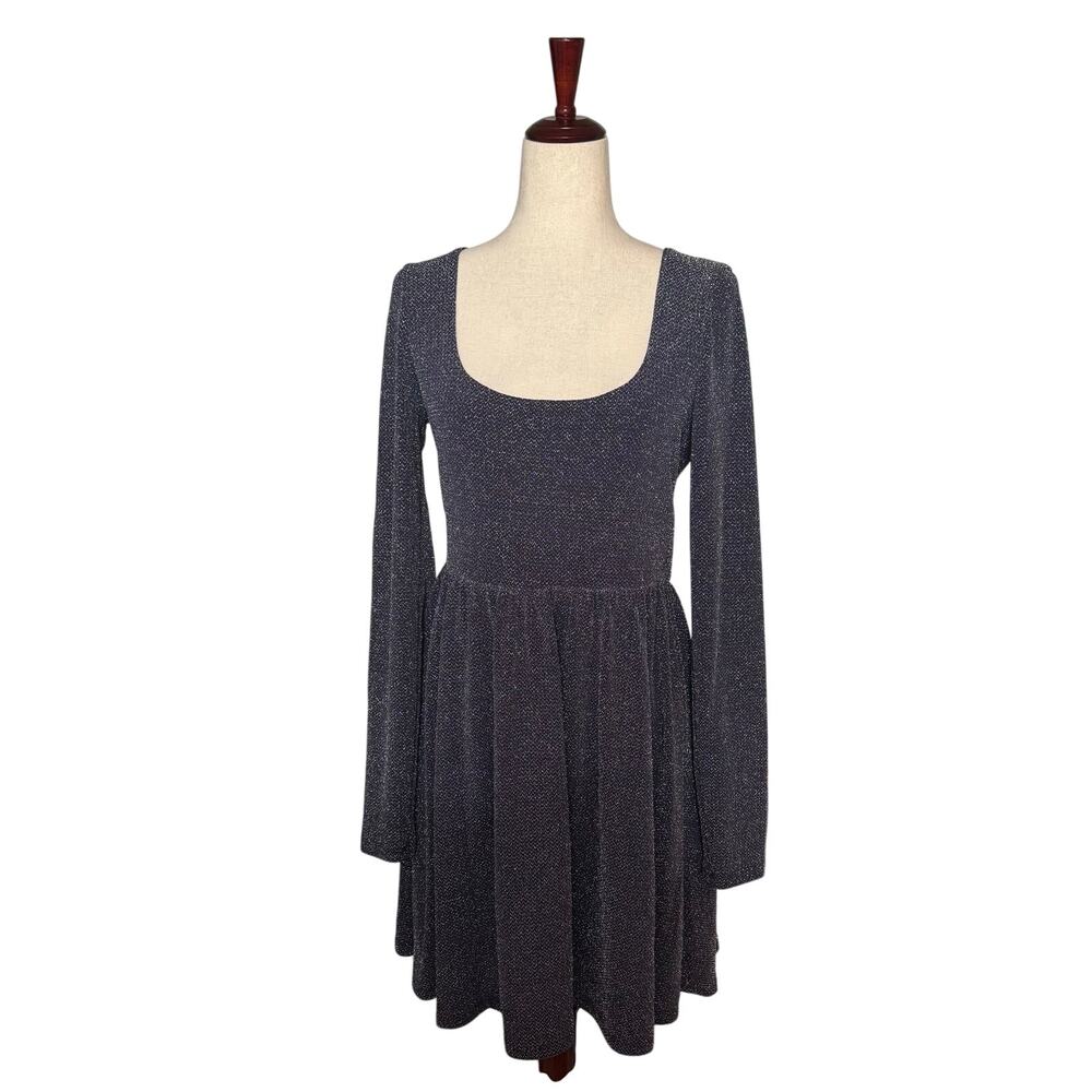 Free People Sparkle Deep Scoop Neck Back Mini Skater Dress Womens L? No Size Tag